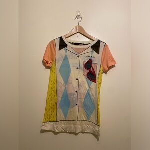 Moschino Yellow and Pink Graphic Tee. Size 4